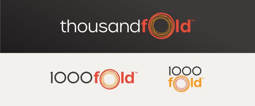 Thousandfold brand identity shown in multiple color formats.