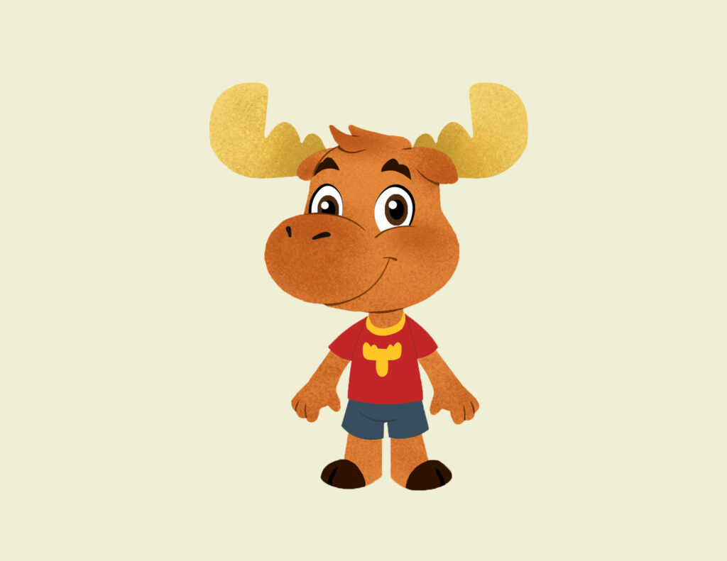 Tommy Moose character design made Tommy a peer to children with a happy and joyful demeanor. 