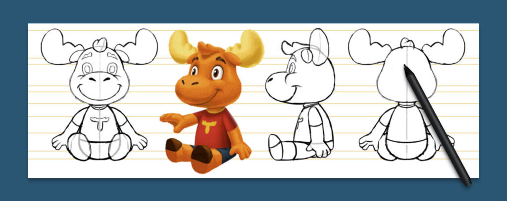 Facial expressions explored in the character design process of Tommy Moose. 
